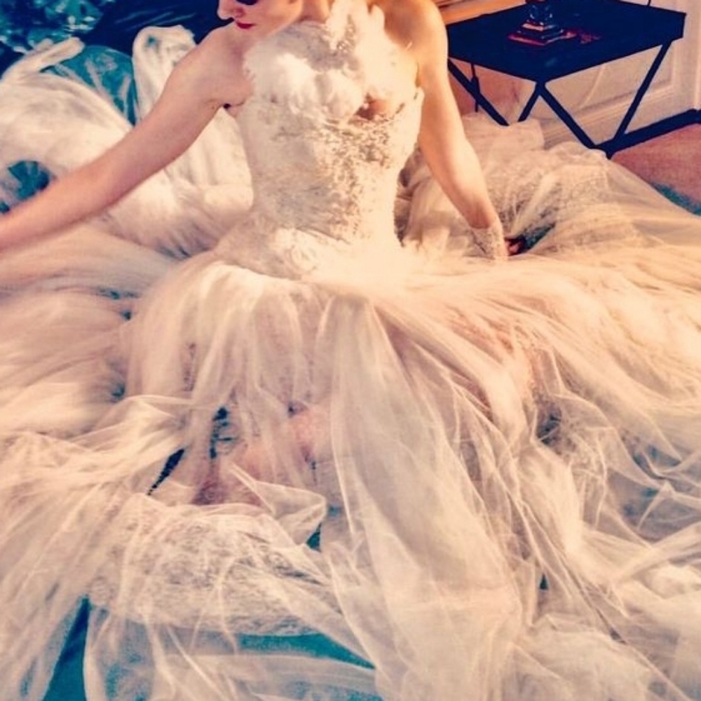 "Les Habitudes" Gorgeous Silk Skirt with hand beeded Corset (bridal wear)
